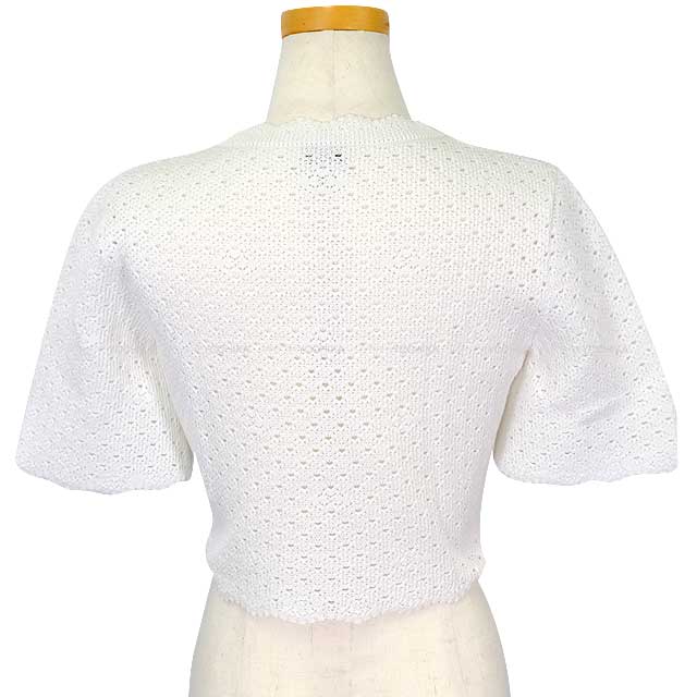 2024 CHANEL Tops Women's Knit Short Sleeve Camellia Button Blanc (White) Cotton/Polyester 34 P76852K[BRAND NEW][Authentic]