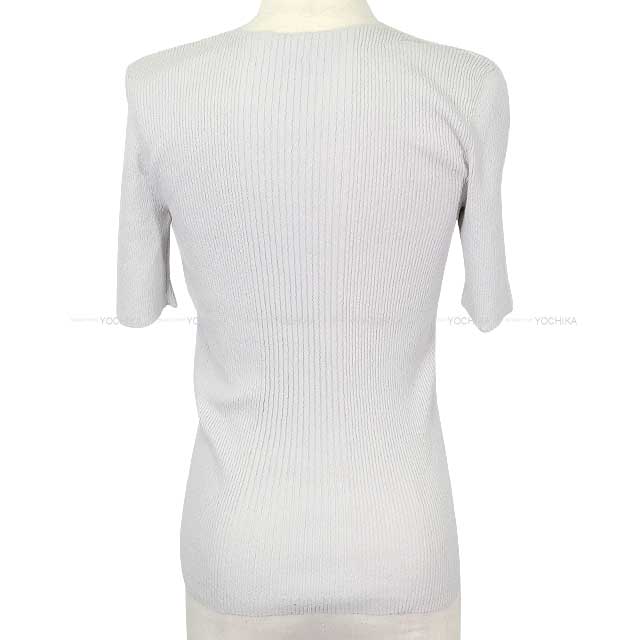 2025 Cruise CHANEL Knit Women's Logo Short Sleeve Lace-Up Grey Cotton /Polyamide/Polyurethane #34 P78643K[BRAND NEW][Authentic]