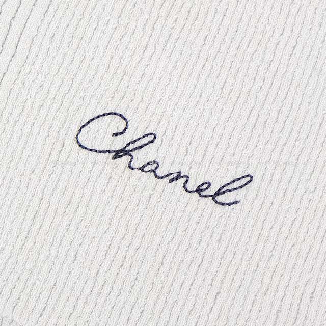 2025 Cruise CHANEL Knit Women's Logo Short Sleeve Lace-Up Grey Cotton /Polyamide/Polyurethane 34 P78643K[BRAND NEW][Authentic]