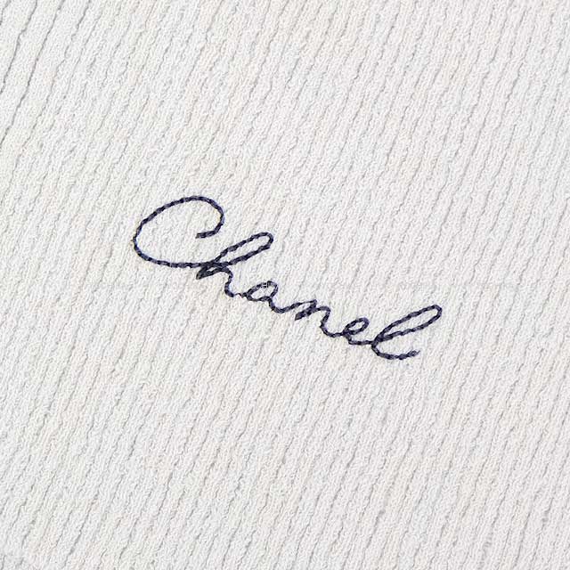 2025 Cruise CHANEL Knit Women's Logo Short Sleeve Lace-Up Grey Cotton /Polyamide/Polyurethane #34 P78643K[BRAND NEW][Authentic]
