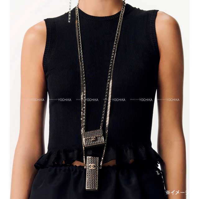 2023SS CHANEL Ladies Sleeveless Coco Mark Frill Hem Noir (Black) Silk 34 P74997K[BRAND NEW][Authentic]