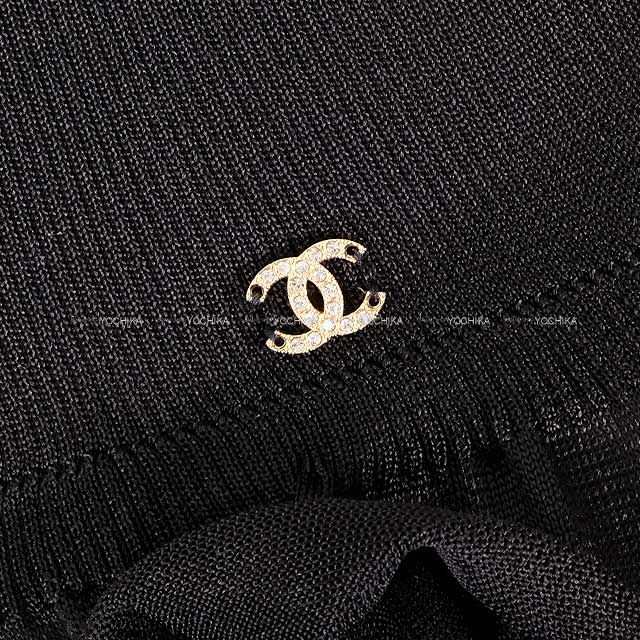 2023SS CHANEL Ladies Sleeveless Coco Mark Frill Hem Noir (Black) Silk 34 P74997K[BRAND NEW][Authentic]