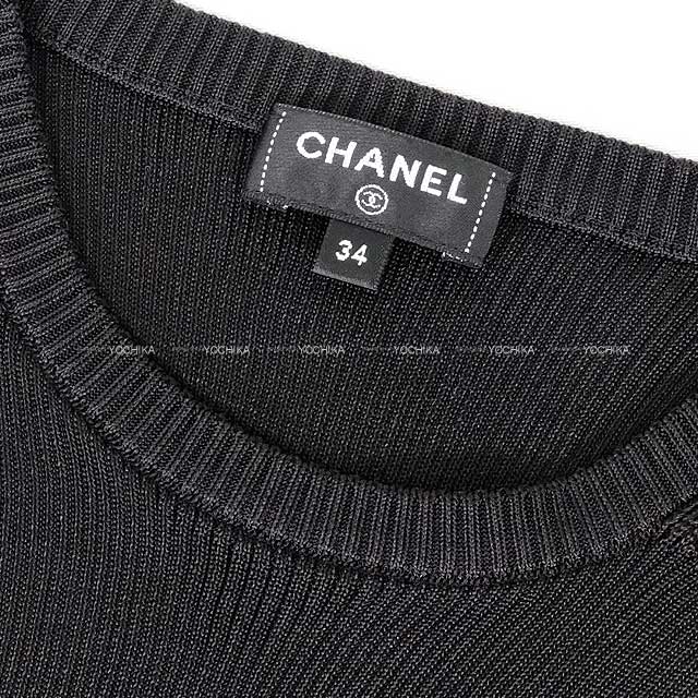 2023SS CHANEL Ladies Sleeveless Coco Mark Frill Hem Noir (Black) Silk 34 P74997K[BRAND NEW][Authentic]