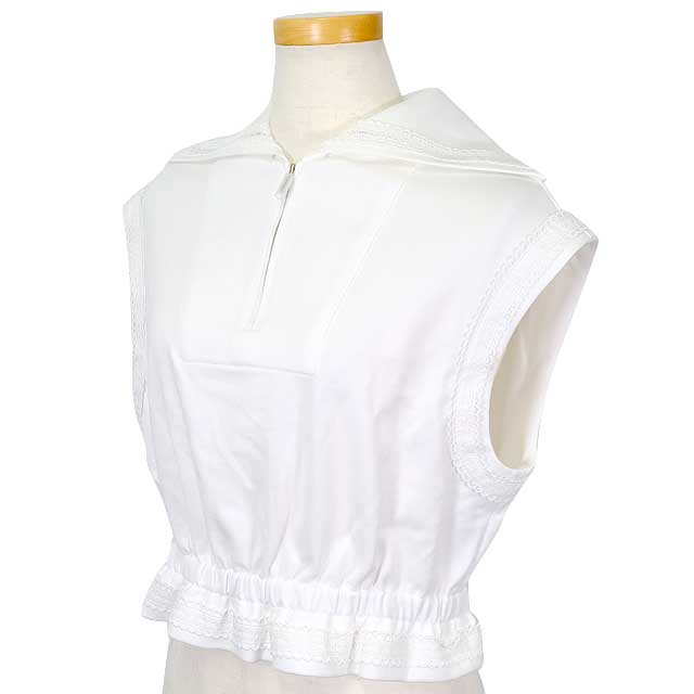 2024SS CHANEL Women's Sleeveless Lace Sweatshirt Coco Beach Blanc (White) Cotton 34 P76205V[BRAND NEW][Authentic]