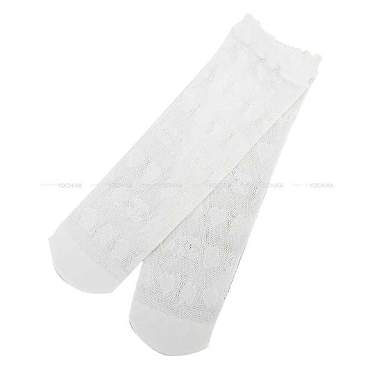 2024 SS CHANEL Women's Legwear Socks Coco Mark Frill Blanc (White) Mixed fiber/nylon/polyurethane AA9961[BRAND NEW][Authentic]