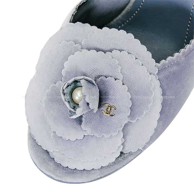 2024 CHANEL Mules Sandals Camellia Coco Mark #37.5 Grey Velvet G45932[BRAND NEW][Authentic]