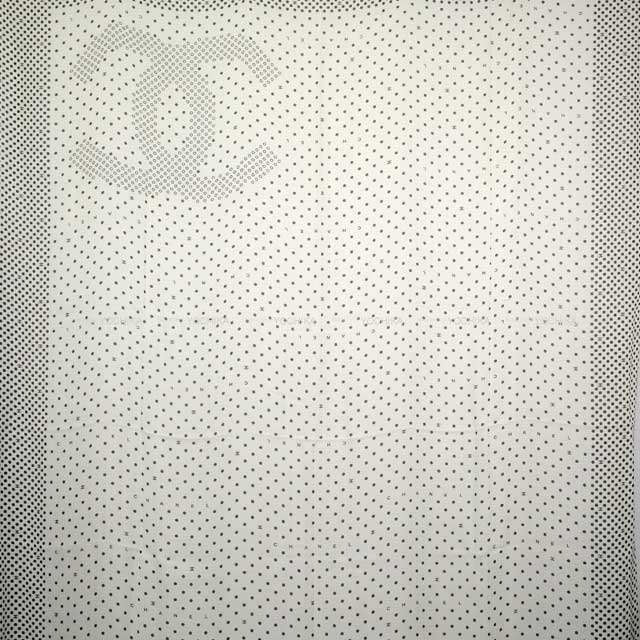 CHANEL Stall Scarf Large Dot Coco Mark Blanc (White) Cashmere/Silk[BRAND NEW][Authentic]