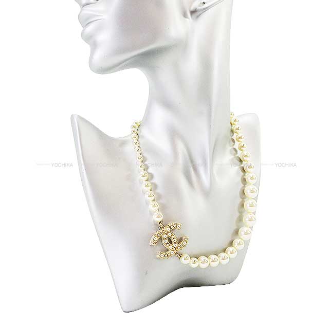 100th anniversary limited CHANEL necklace Choker Coco Mark Pearl  Faux Pearl Champagne Gold HW A64757[BRAND NEW][Authentic]