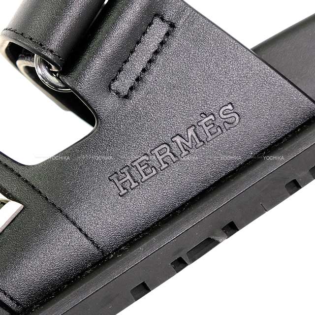 HERMES sandals Chypre Medor studs #37(24cm) Noir (Black) Calf 37 Silver HW H242132Z 02370[BRAND NEW][Authentic]