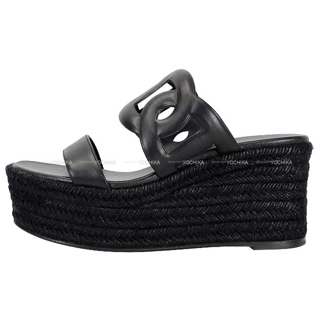 HERMES sandals HERMES sandals Espadrilles ITHEA 30 #37 Noir (Black) Nappa leather 37[BRAND NEW][Authentic]