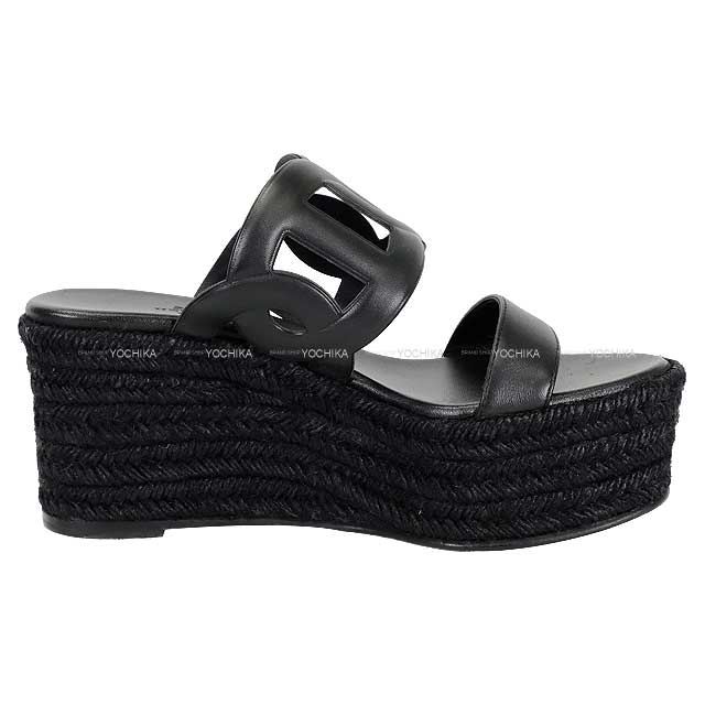 HERMES sandals HERMES sandals Espadrilles ITHEA 30 #37 Noir (Black) Nappa leather 37[BRAND NEW][Authentic]