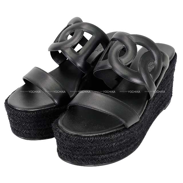 HERMES sandals HERMES sandals Espadrilles ITHEA 30 #37 Noir (Black) Nappa leather 37[BRAND NEW][Authentic]