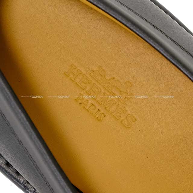 HERMES Moccasins Icon Kellybelt ＃38 Noir (Black) Calf/Shearling  38 Silver HW[BRAND NEW][Authentic]