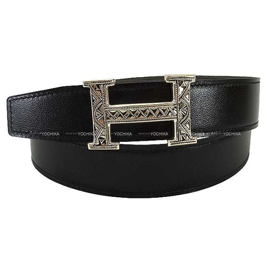 HERMES belt Constance 32 Tuareg Bag Hermes #75 Noir (Black)/Etain Box Calf/Veau Togo/Silver925 Silver HW Stamp B[EXCELLENT][Authentic]