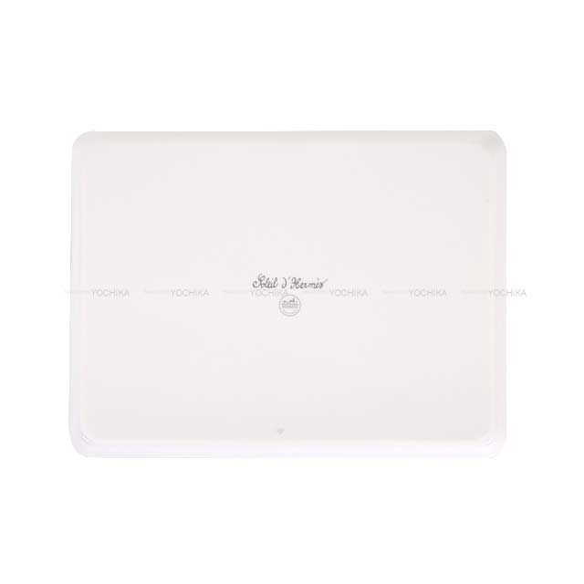 HERMES Plate Rectangular plate Dish Soleil de Hermes PM Jaune/Blanc (White) Porcelain[BRAND NEW][Authentic]