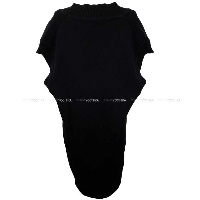 2024AW HERMES One‐piece dress Women's V-Neck Long Knit Vest Sleeveless Dress Noir (Black) Cashmere100% 34 4H2521D1[EXCELLENT][Authentic]