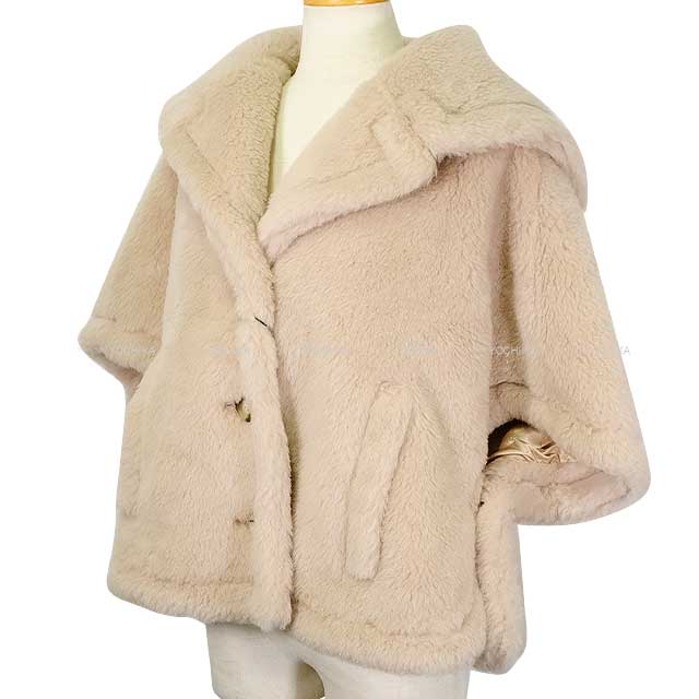 MAX MARA Poncho Teddy Bear Cape outerwear Sand Beige Alpaca 63% / Cashmere 26% / Silk 11% S 14-73-60137[BRAND NEW][Authentic]