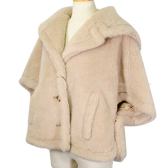 MAX MARA Poncho CAMBUSA Teddy Bear Cape outerwear Sand Beige Alpaca 63% / Cashmere 26% / Silk 11% S 14-73-60137[BRAND NEW][Authentic]