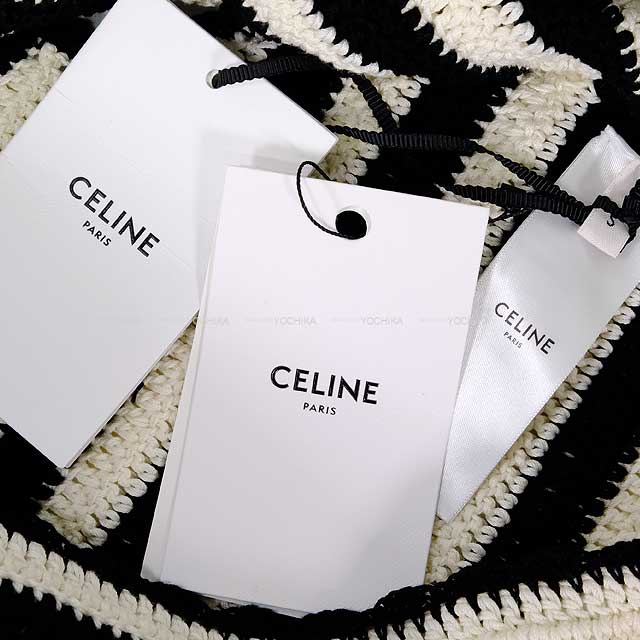 2024SS CELINE Tank top Triomphe Cropped Top Border Noir (Black)/Blanc (White) Cotton S 2AE9R720X.38EC[BRAND NEW][Authentic]