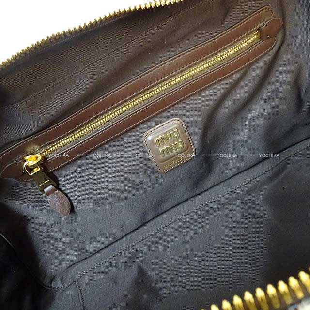 2024AW Miu Miu Handbag Beau tartan top-handle Cacao Wool/Nyron Gold HW 5BB163[EXCELLENT][Authentic]