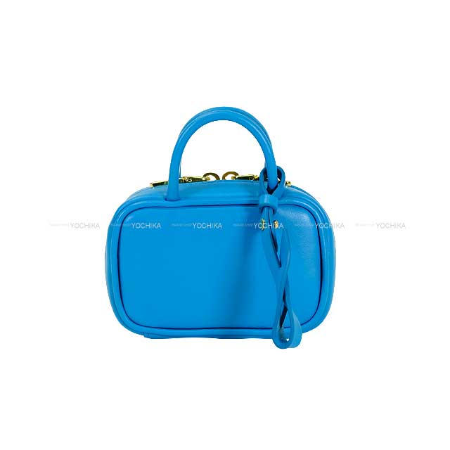 Miu Miu bag charm Top Handle Beau leather micro bag Leather trick Voyage Blue Calf Gold HW 5NR036[BRAND NEW][Authentic]