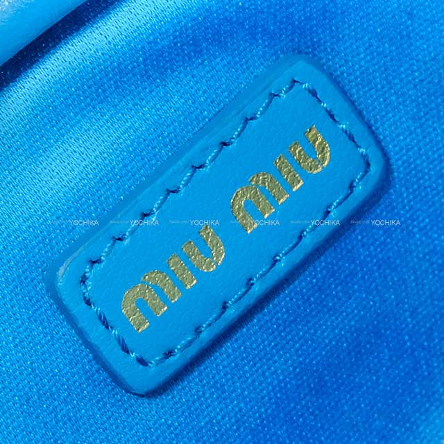 Miu Miu bag charm Top Handle Beau leather micro bag Leather trick Voyage Blue Calf Gold HW 5NR036[BRAND NEW][Authentic]