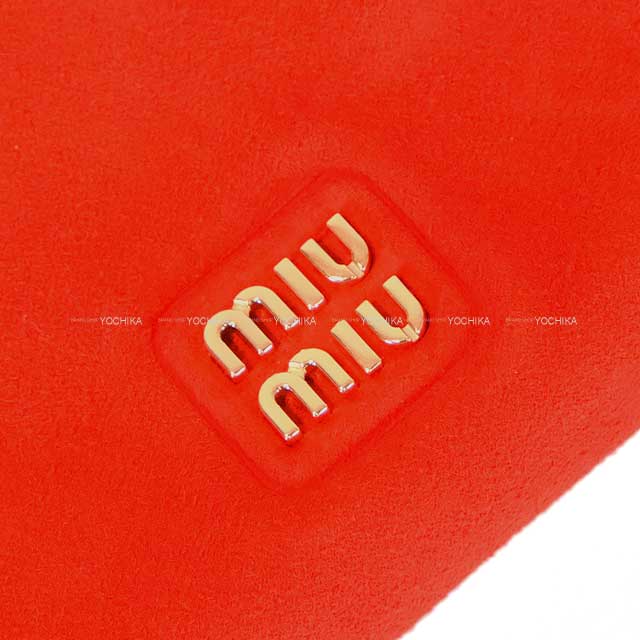 Miu Miu Pouch drawstring purse Lacquer Red Suede Gold HW 5NG010[BRAND NEW][Authentic]