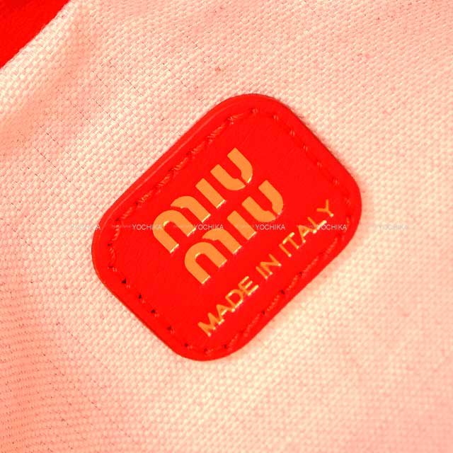 Miu Miu Pouch drawstring purse Lacquer Red Suede Gold HW 5NG010[BRAND NEW][Authentic]