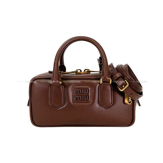 Miu Miu Shoulder bag Arcadie leather bag 2way Briarwood Brown Calf Gold HW 5BB142[BRAND NEW][Authentic]