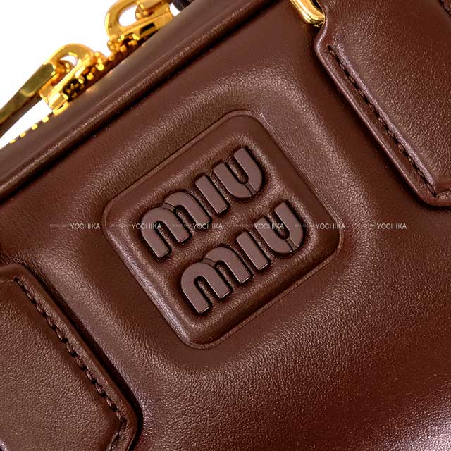 Miu Miu Shoulder bag Arcadie leather bag 2way Briarwood Brown Calf Gold HW 5BB142[BRAND NEW][Authentic]