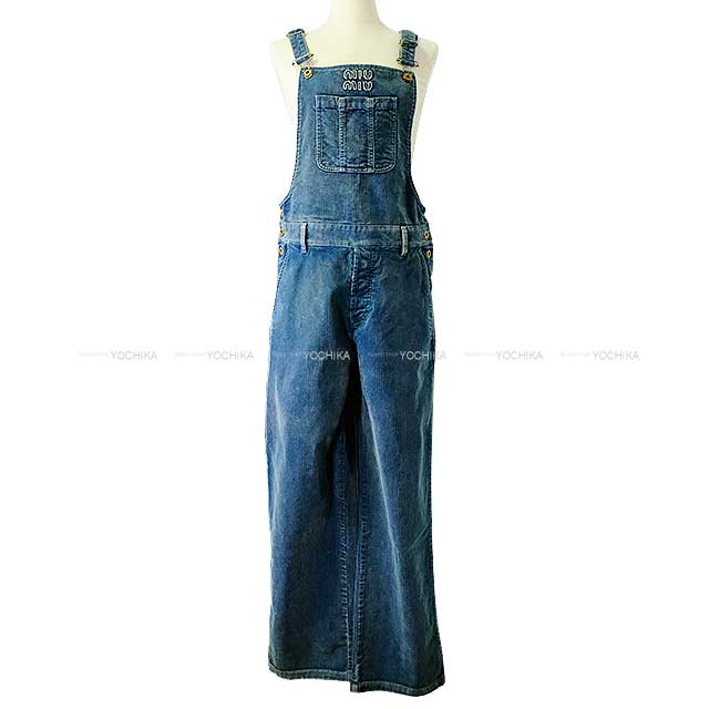 Miu Miu Long Overalls Washed Velvet Navy Blue Corduroy 38 MAT100[BRAND NEW][Authentic]