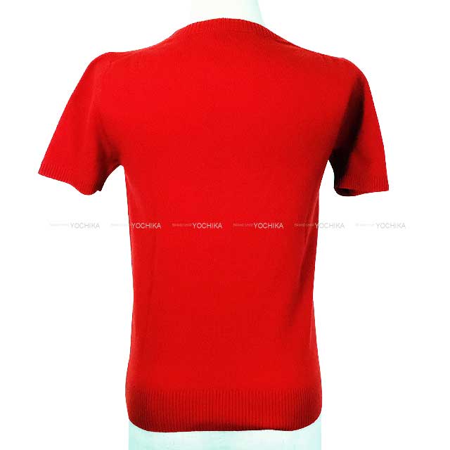 Miu Miu Sweater Short sleeve logo Rouge Red Cashmere 36 MML842[EXCELLENT][Authentic]