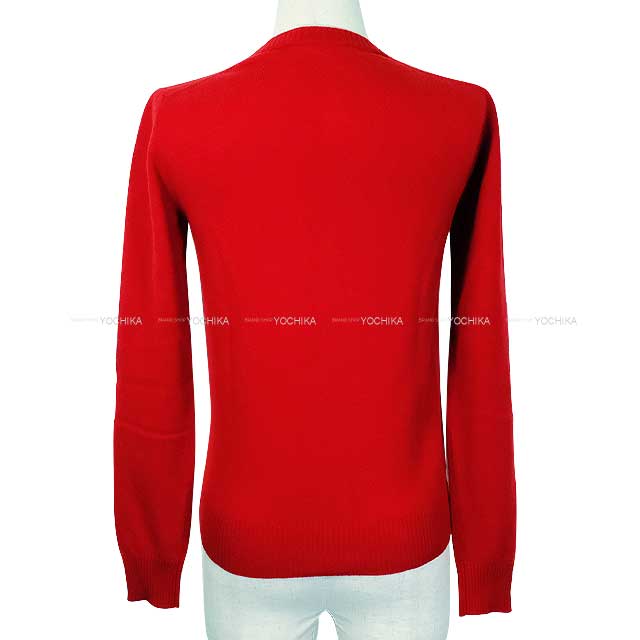 Miu Miu Cardigan Long Sleeve Knit Logo Rouge Red Cashmere 36 MMF787[BRAND NEW][Authentic]