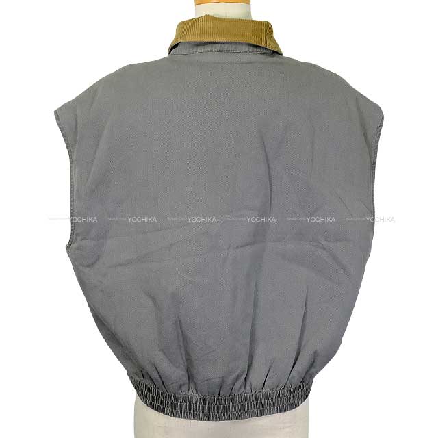 Miu Miu Blouson Chambray Vest velvet collar Grey Cotton 38 GWB240[BRAND NEW][Authentic]