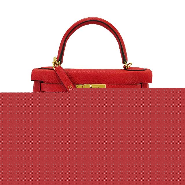 HERMES Shoulder bag Kelly28 Retourne Vermillon Taurillon Clemence Gold HW Stamp B[EXCELLENT][Authentic]