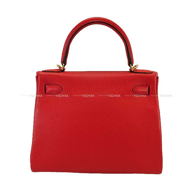 HERMES Shoulder bag Kelly28 Retourne Vermillon Taurillon Clemence Gold HW Stamp B[EXCELLENT][Authentic]