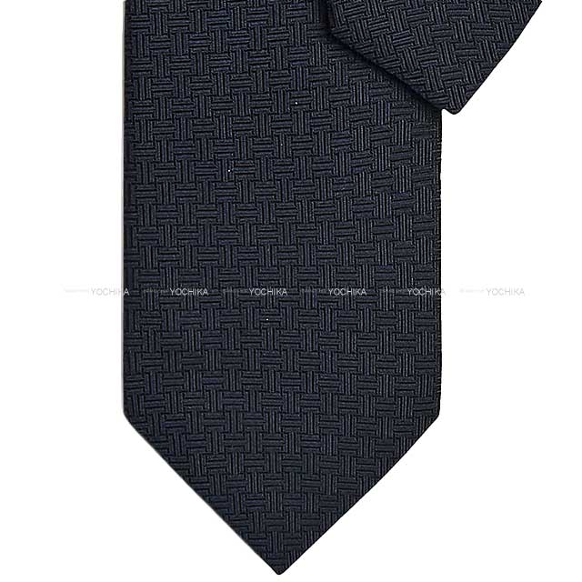 HERMES tie Terre D H Noir (Black) Silk[BRAND NEW][Authentic]