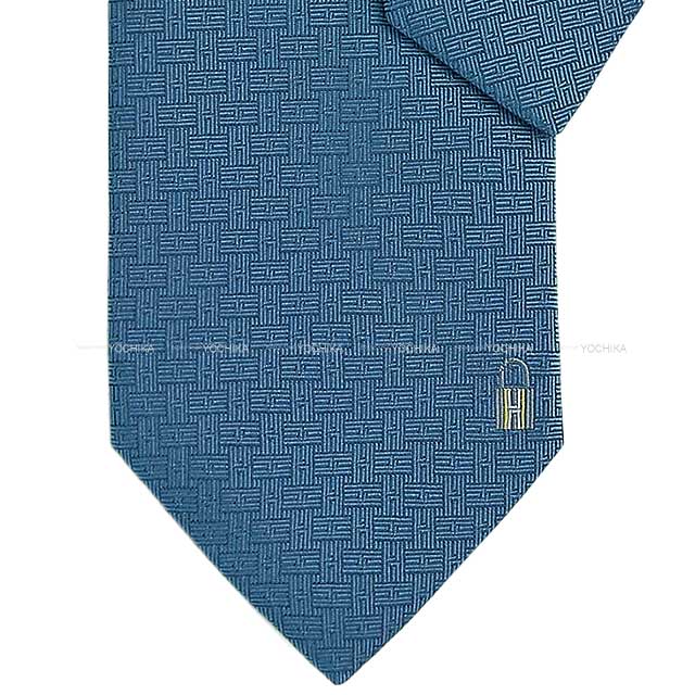 HERMES tie Pinces H Bleu Jean Silk[BRAND NEW][Authentic]