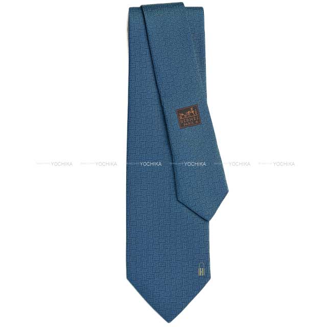 HERMES tie Pinces H Bleu Jean Silk[BRAND NEW][Authentic]