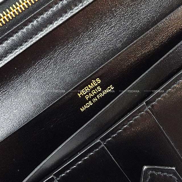 [Pre-loved] HERMES long wallet Bearn Soufflet Noir (Black) Box Calf Gold HW Stamp D[USED AB][Authentic]