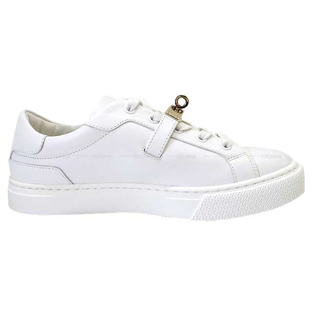 HERMES sneakers Women's Sneakers Day ＃36.5 Blanc (White) calf ＃36.5 Champagne Gold HW[EXCELLENT][Authentic]