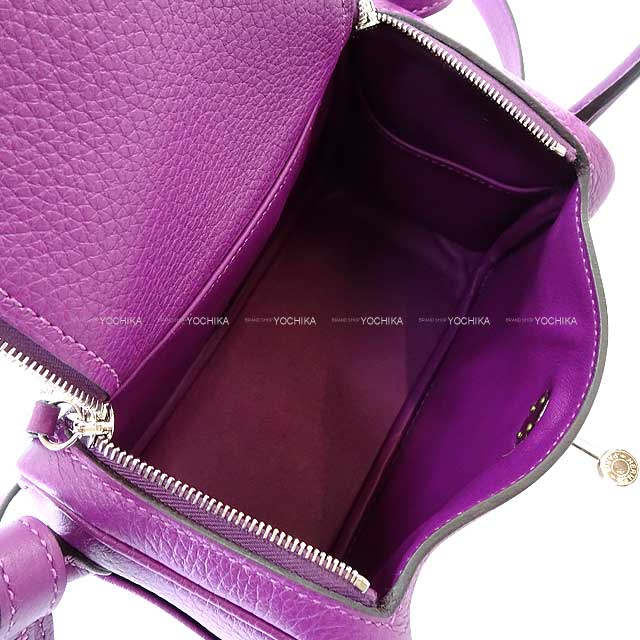 HERMES Shoulder bag Lindy mini 20 Anemone Taurillon Clemence Silver HW Stamp U[EXCELLENT][Authentic]