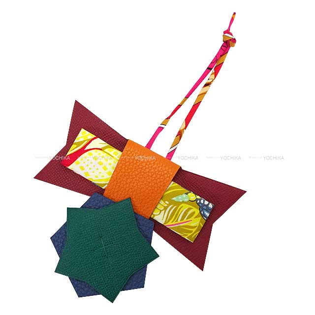 HERMES bag charm Petit h Star rosette Cocarde Etoile Multicolor Veau Epsom/Taurillon Clemence/Silk[BRAND NEW][Authentic]