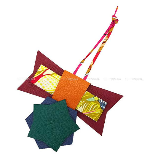 HERMES bag charm Petit h Star rosette Cocarde Etoile Multicolor Veau Epsom/Taurillon Clemence/Silk[BRAND NEW][Authentic]