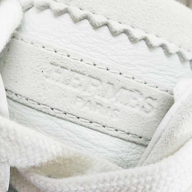 HERMES sneakers Baunsing 24 Faubourg Embroidered #41.5 Blanc (White) Calf skin/Cherve velour[EXCELLENT][Authentic]