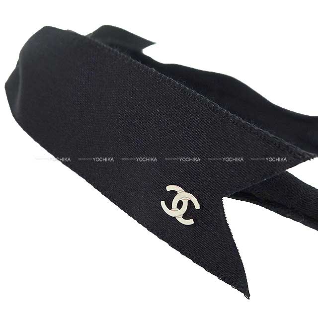 CHANEL hair accessories Headband COCO Mark Ribbon Noir (Black) Satin Silver HW AA7579[EXCELLENT][Authentic]