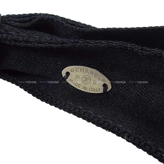 CHANEL hair accessories Headband COCO Mark Ribbon Noir (Black) Satin Silver HW AA7579[EXCELLENT][Authentic]