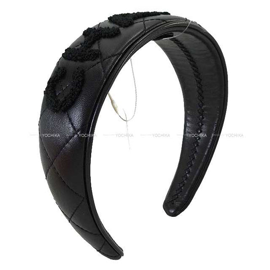 2024 Cruise CHANEL hair accessories Headband Matelasse Logo Noir (Black) Lambskin AA9761[BRAND NEW][Authentic]