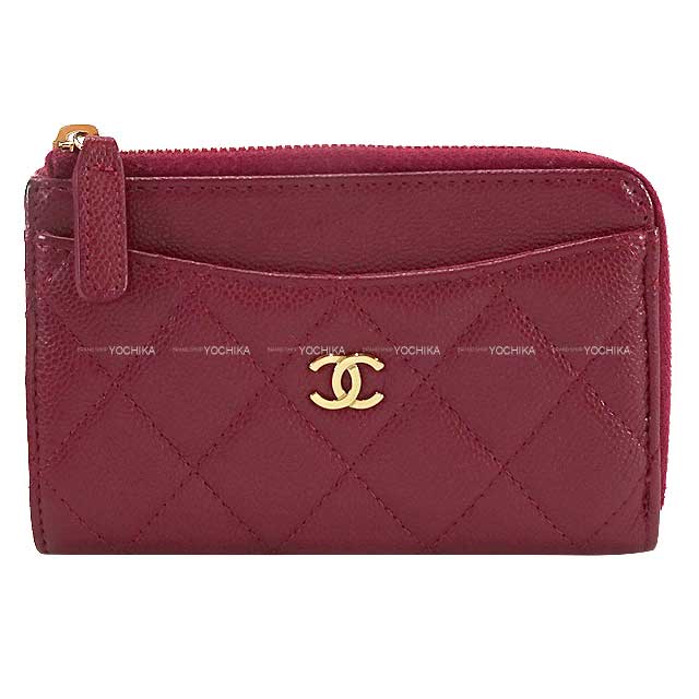 [Pre-loved] CHANEL card holder Fragment Timeless Classic Bordeaux Graind Calf(Caviarskin) Gold HW AP3179[LIKE NEW][Authentic]