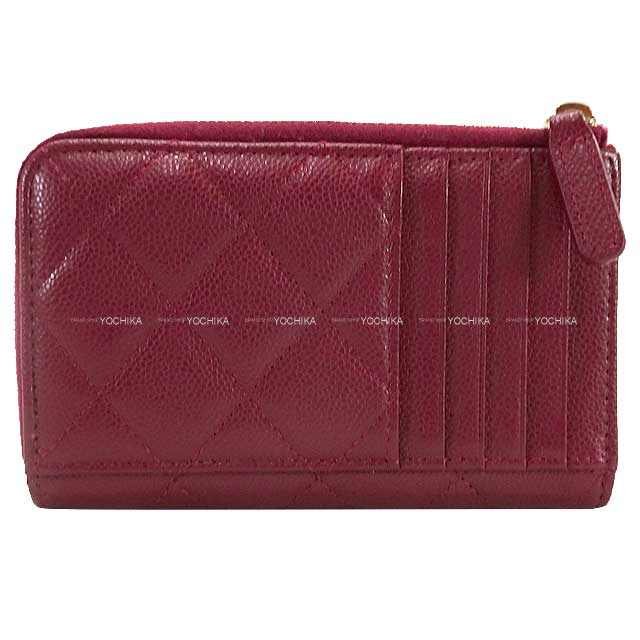 [Pre-loved] CHANEL card holder Fragment Timeless Classic Bordeaux Graind Calf(Caviarskin) Gold HW AP3179[LIKE NEW][Authentic]